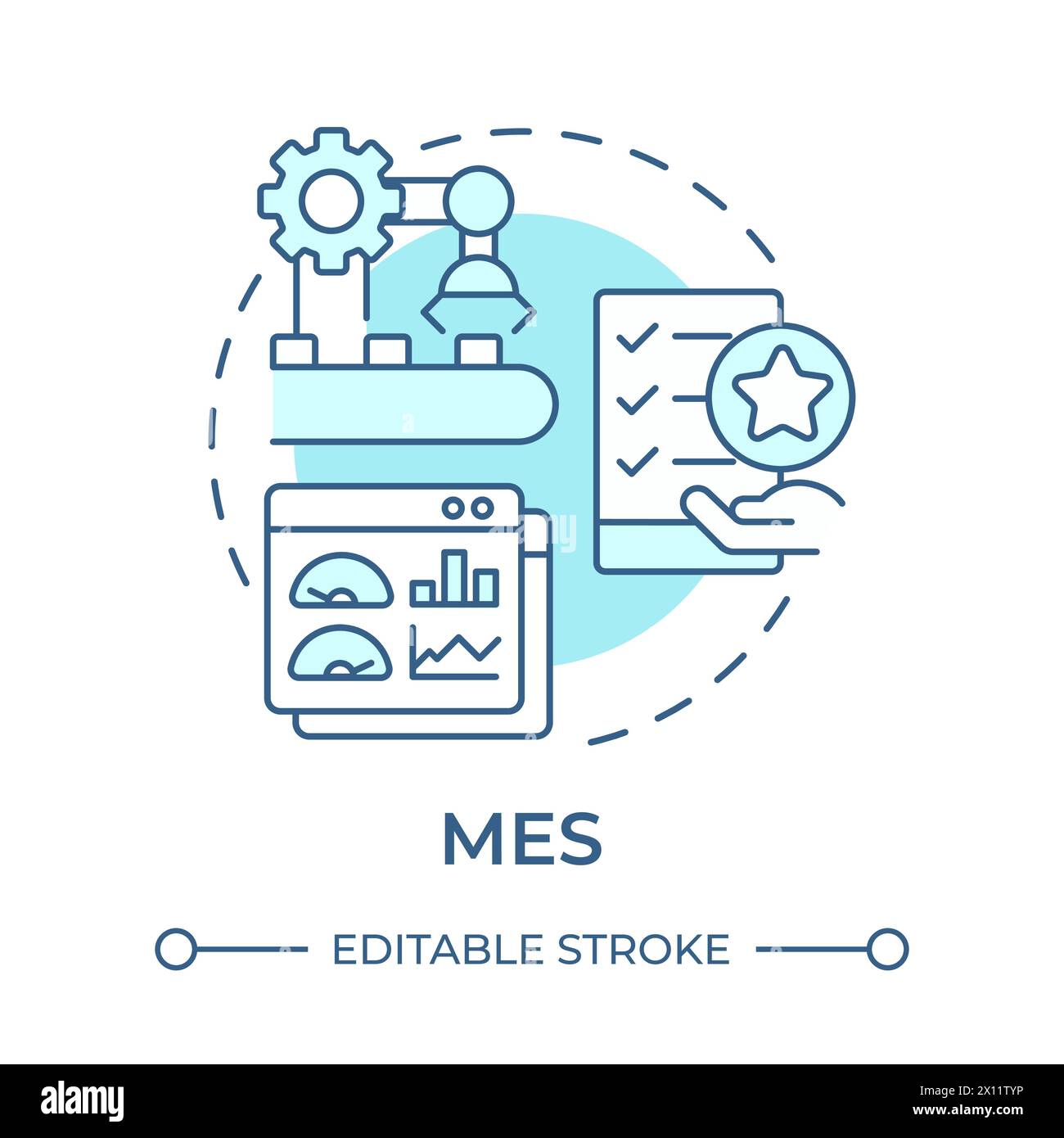 MES soft blue concept icon Stock Vector