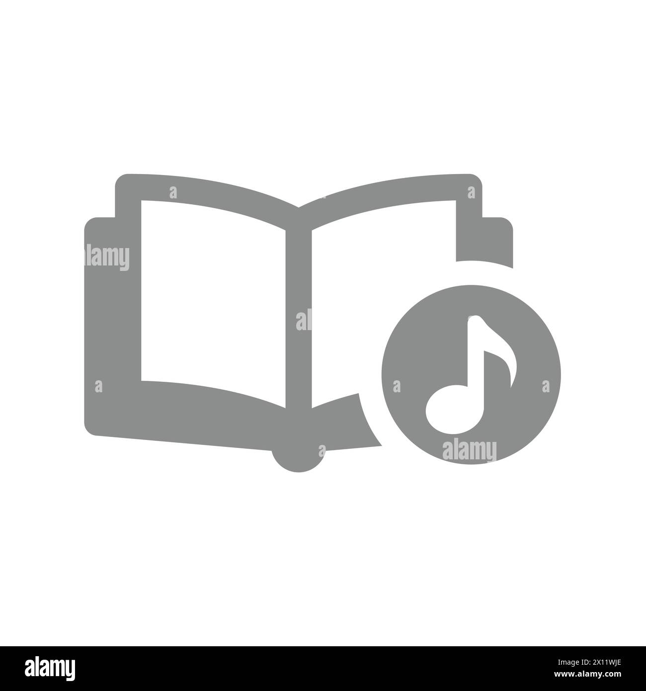 Audio book vector icon. Audiobook with music note symbol. Stock Vector