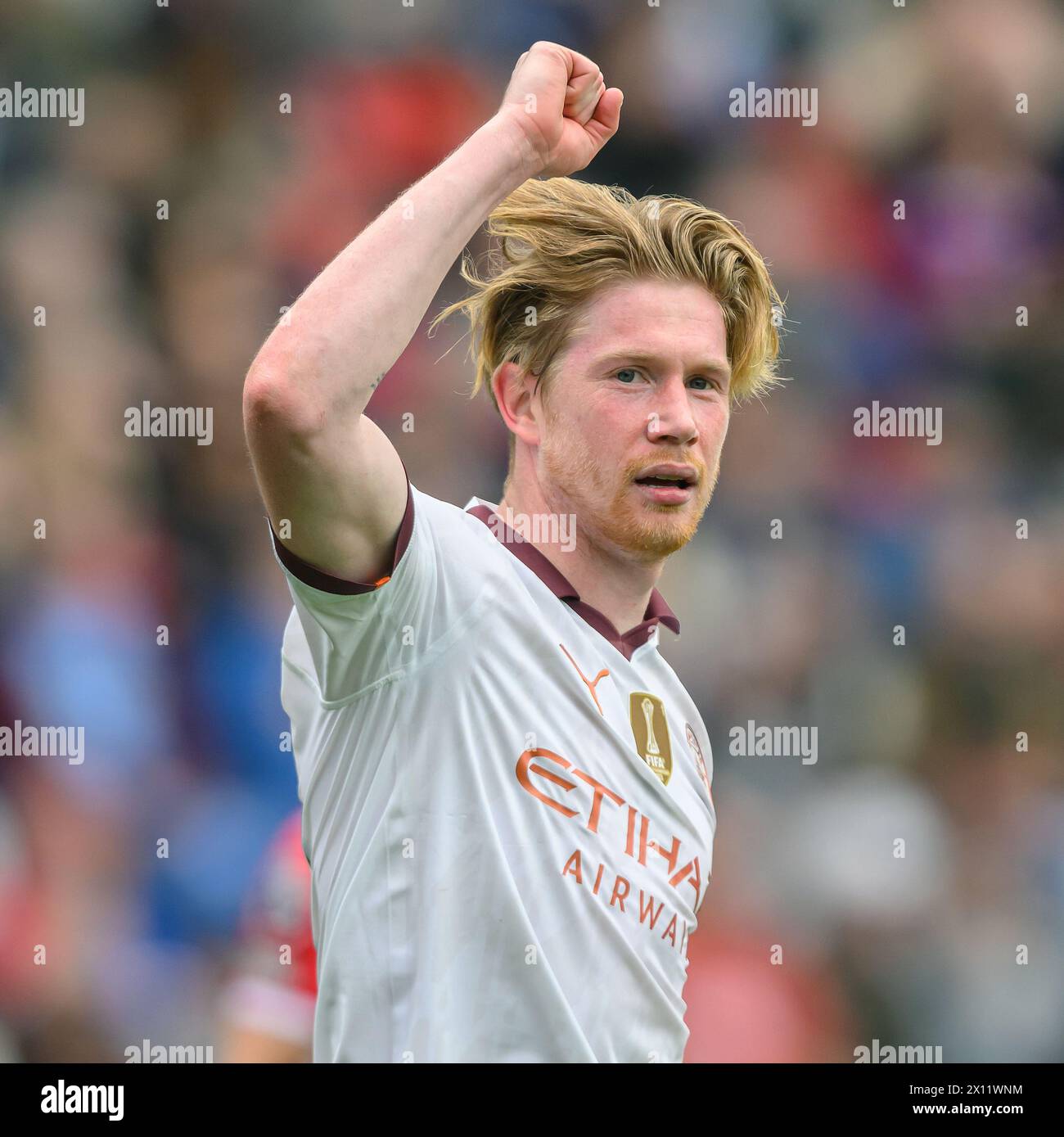 London, UK. 06th Apr, 2024 - Crystal Palace v Manchester City - Premier League - Selhurst Park.                                                                        Kevin De Bruyne celebrates his second goal against Crystal Palace. Picture Credit: Mark Pain / Alamy Live News Stock Photo