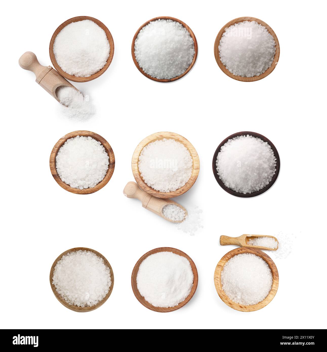 Netural Salt Image Set of natural salt isolated on white, top view Stock Photo - Alamy