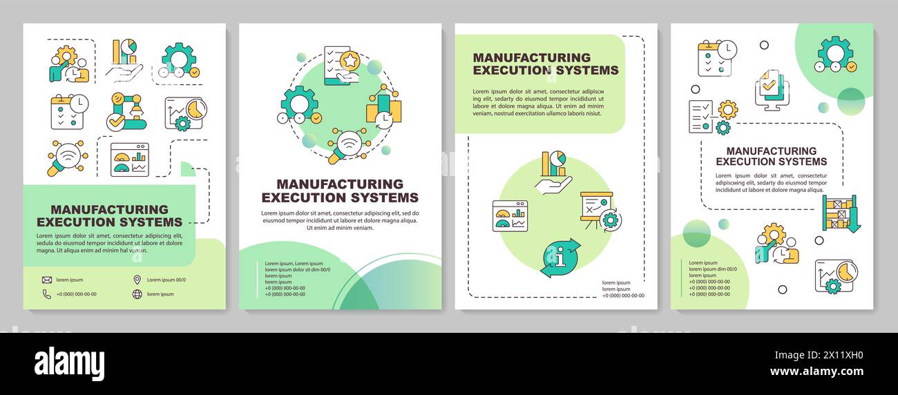 MES systems benefits green circle brochure template Stock Vector