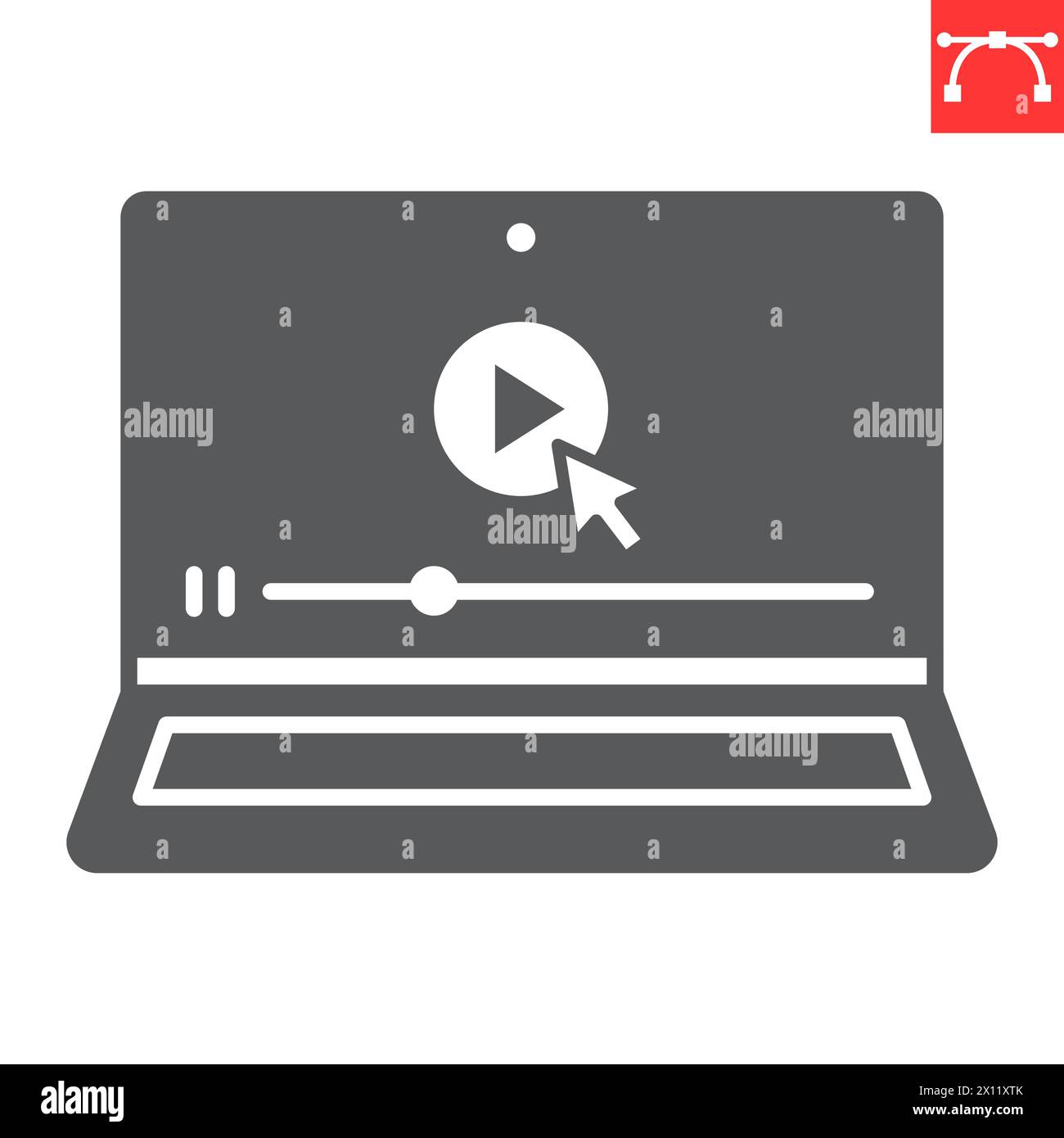 Online courses glyph icon, business and online education, video tutorial vector icon, vector graphics, editable stroke solid sign, eps 10. Stock Vector