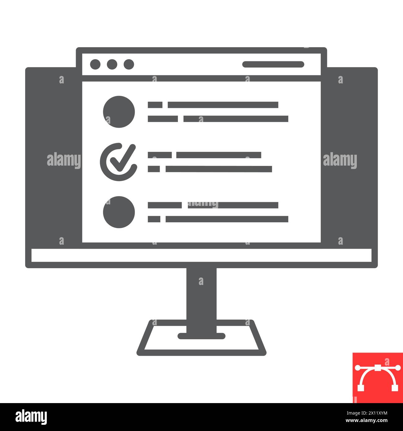 Online testing glyph icon, learning and online education, examination vector icon, vector graphics, editable stroke solid sign, eps 10. Stock Vector