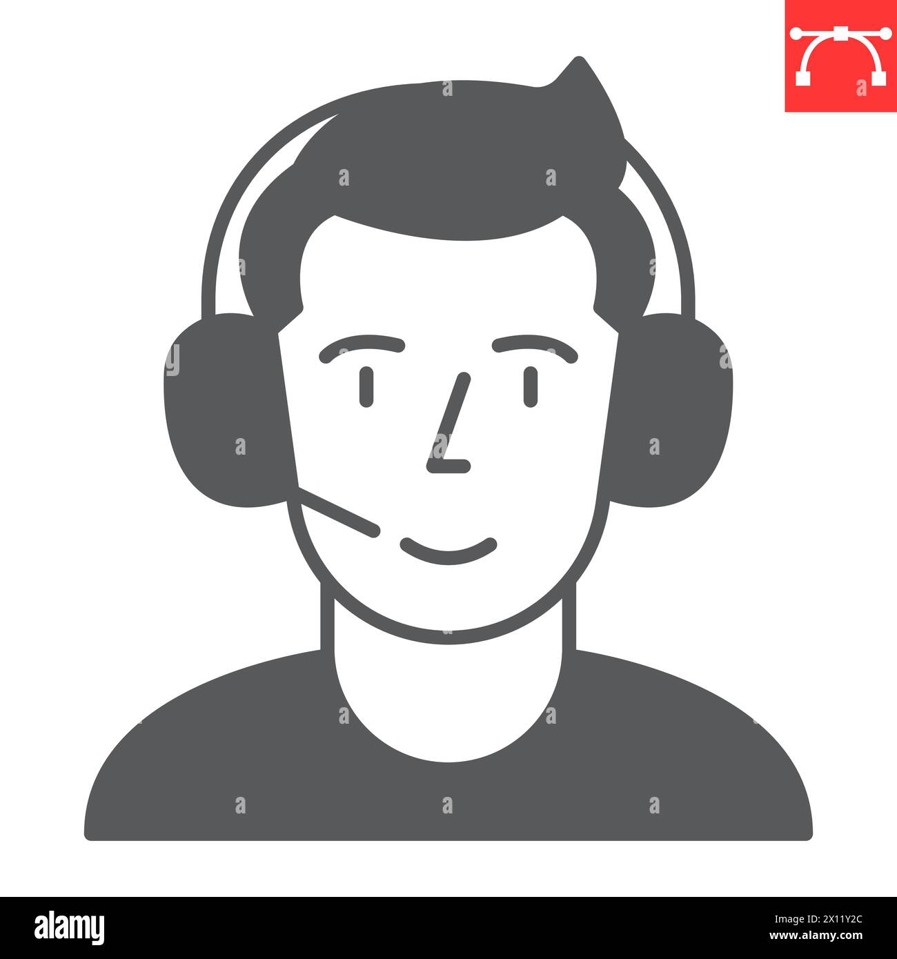 Learning support glyph icon, business and hotline, operator vector icon, vector graphics, editable stroke solid sign, eps 10. Stock Vector