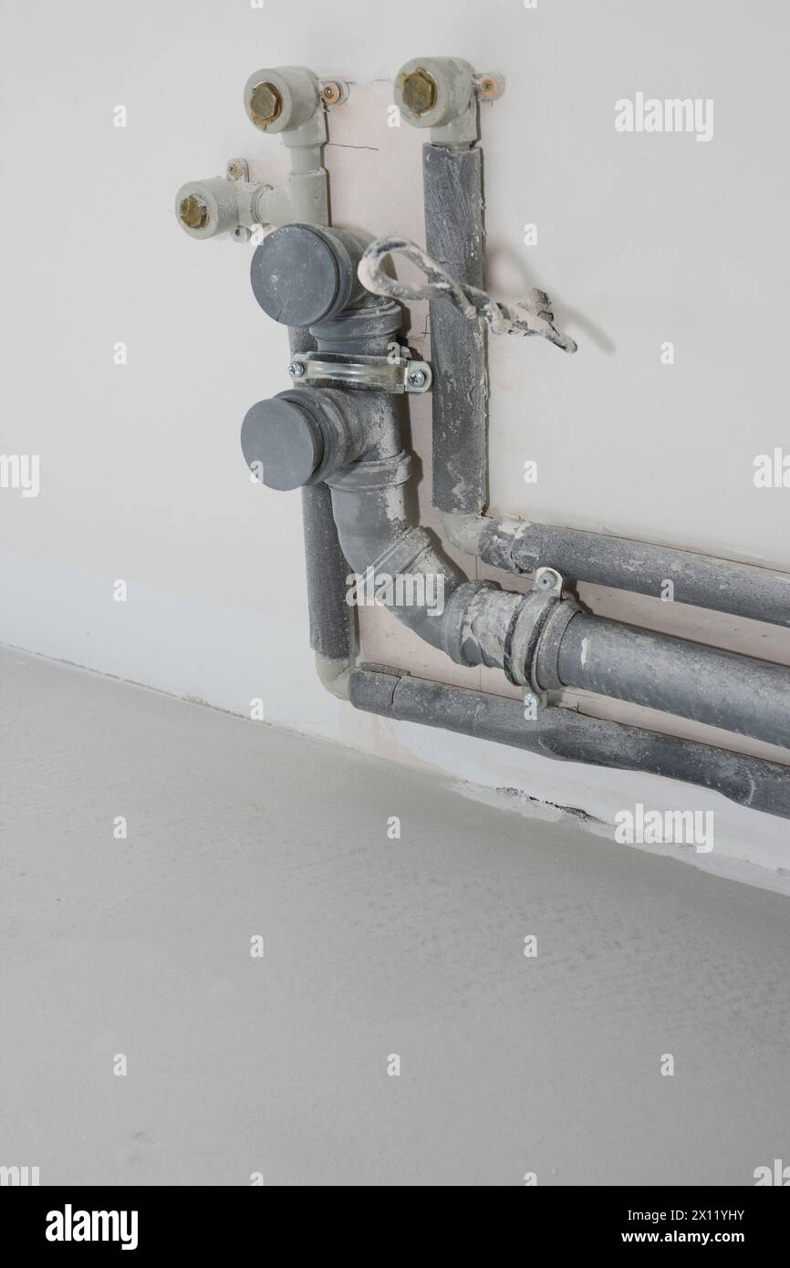 Replacing and Repair Kitchen Sink PVC Pipes PTrap, center joints Stock