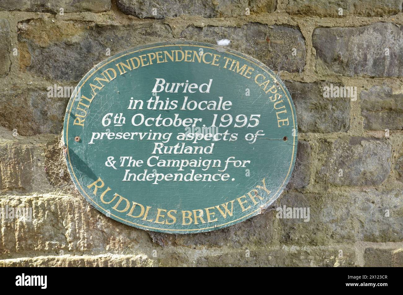 A plaque of the Rutland time capsule in the grounds of Rutland Council ...