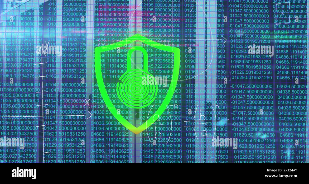 Image of security padlock icon and mathematical equations against ...