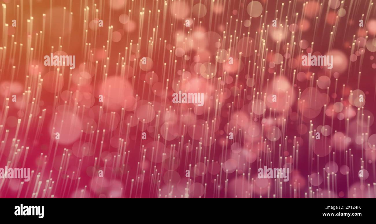 Image of light spots and trails on red background Stock Photo - Alamy