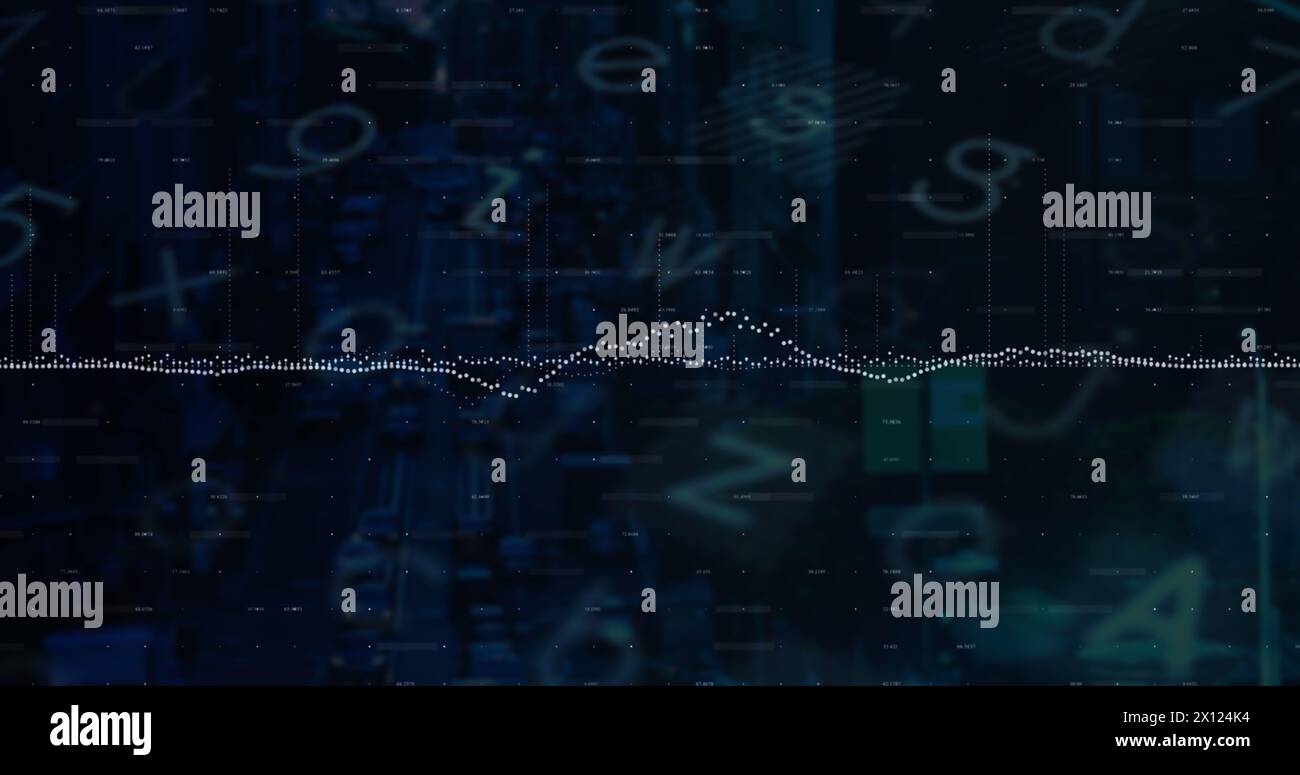 Image of financial data processing over letters Stock Photo
