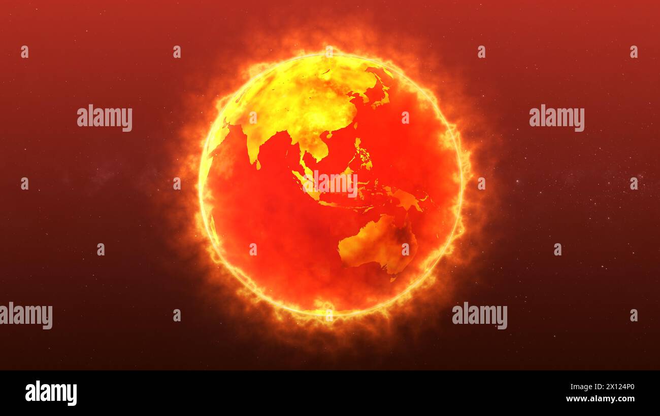 Global Warming Concept with Planet earth on fire Stock Photo - Alamy
