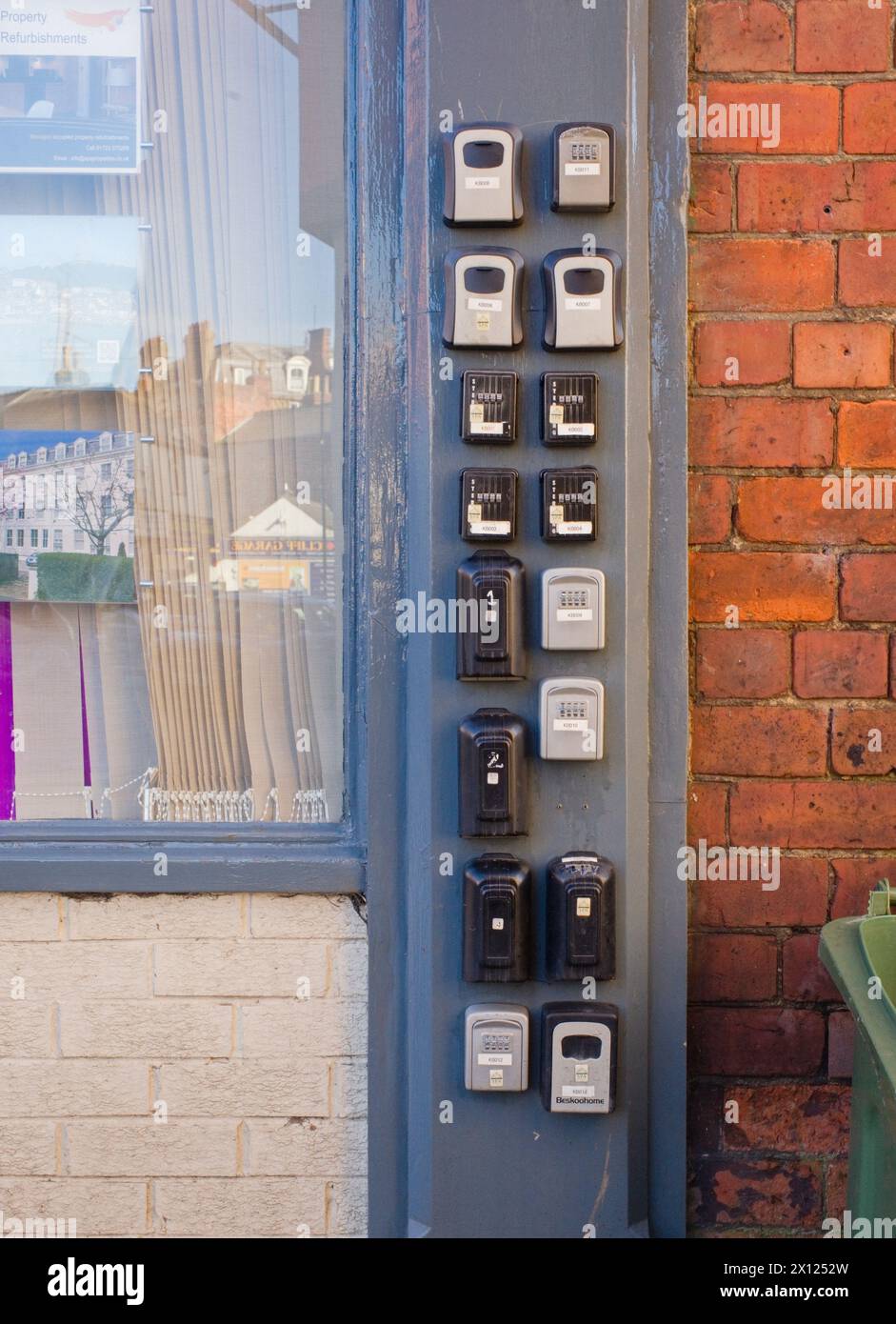 A collection of different outdoor key safes on display in Scarborough ...