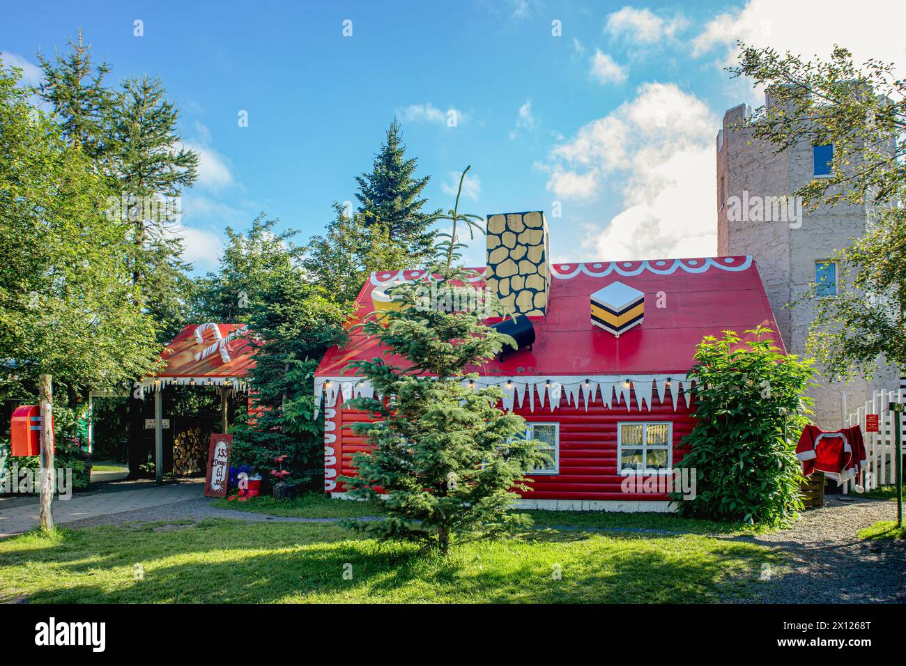 Akureyri, North Iceland, Iceland-22JUL2022-The Akureyri Christmas House or Jólahúsið is a shop and tourist attraction by the capital of Akureyri. Stock Photo