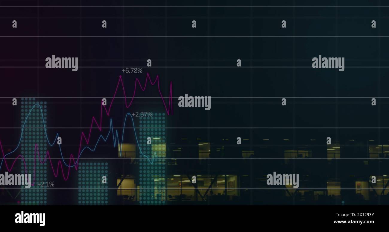Image of data processing over cityscape Stock Photo