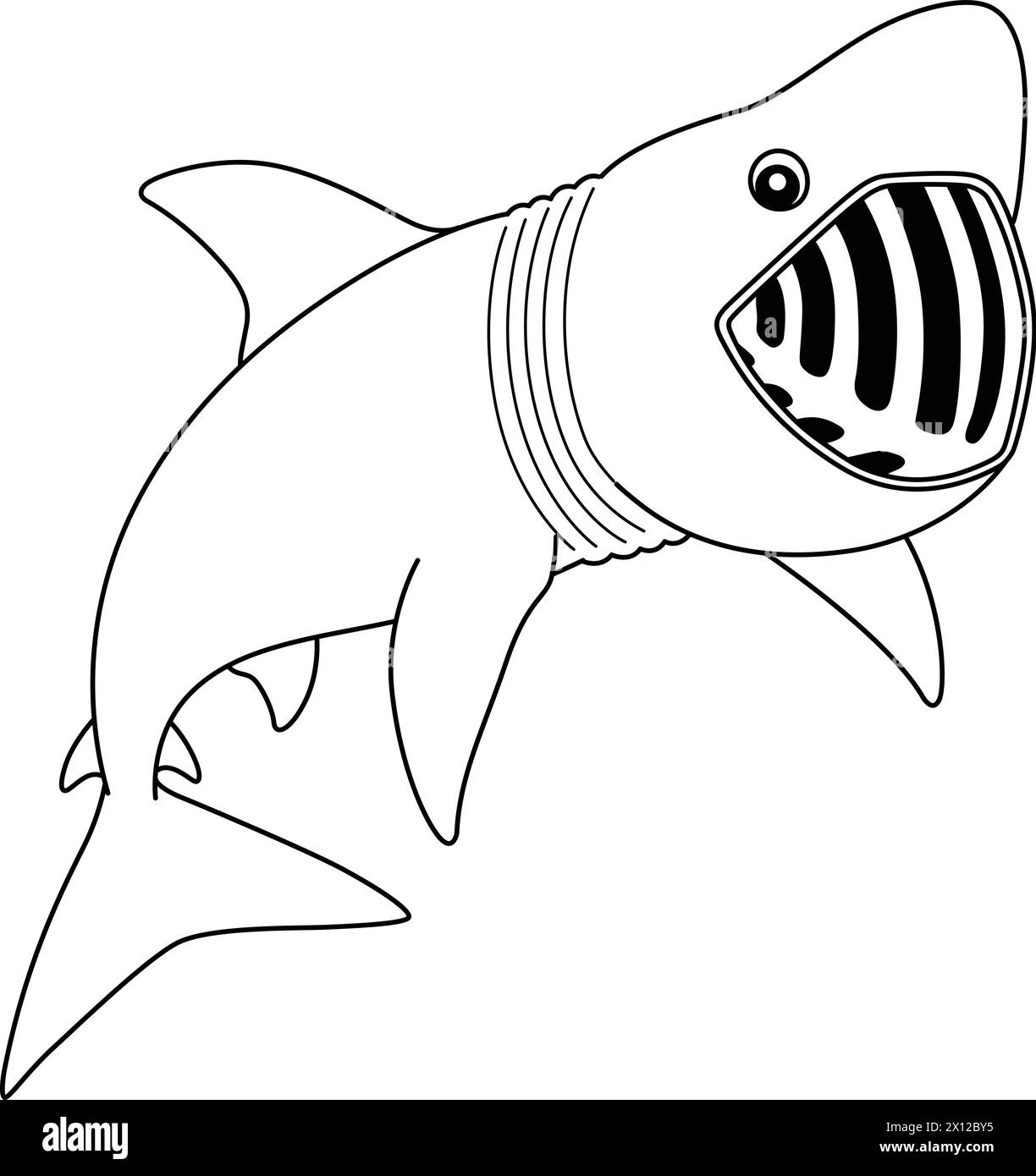 Basking Shark Isolated Coloring Page for Kids Stock Vector