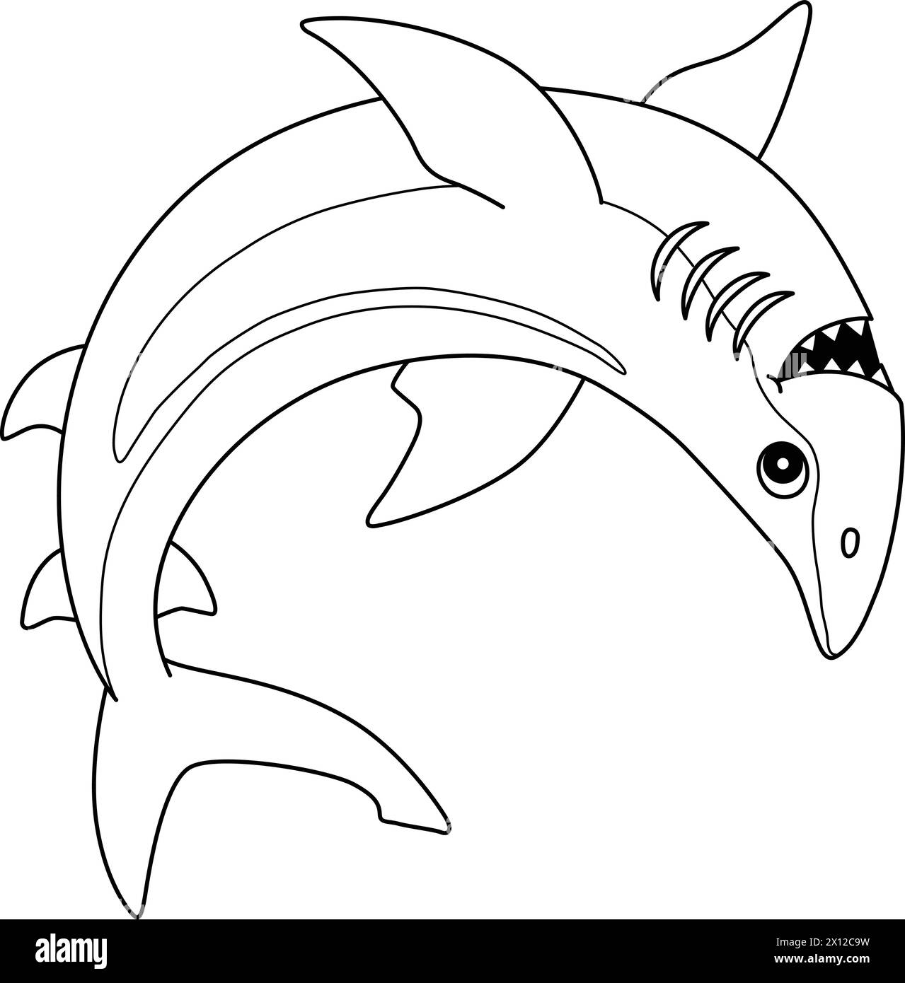 Spinner Shark Isolated Coloring Page for Kids Stock Vector Image & Art