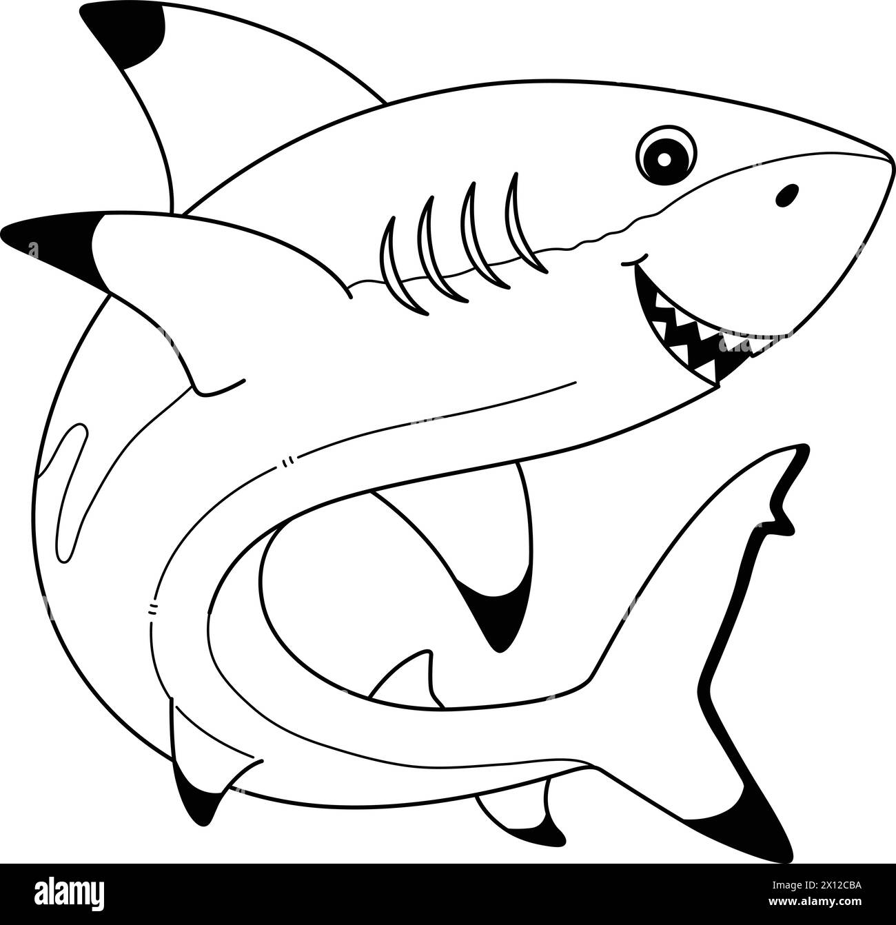 Blacktip Shark Isolated Coloring Page for Kids Stock Vector