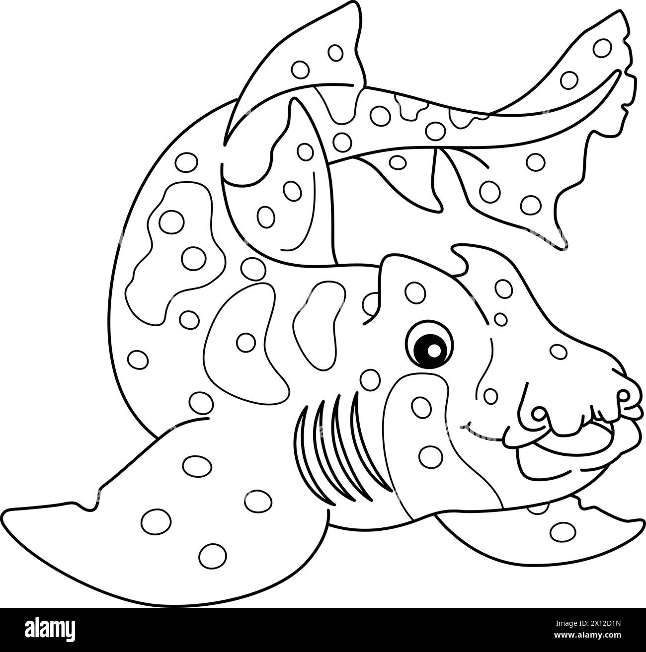 Horn Shark Isolated Coloring Page for Kids Stock Vector