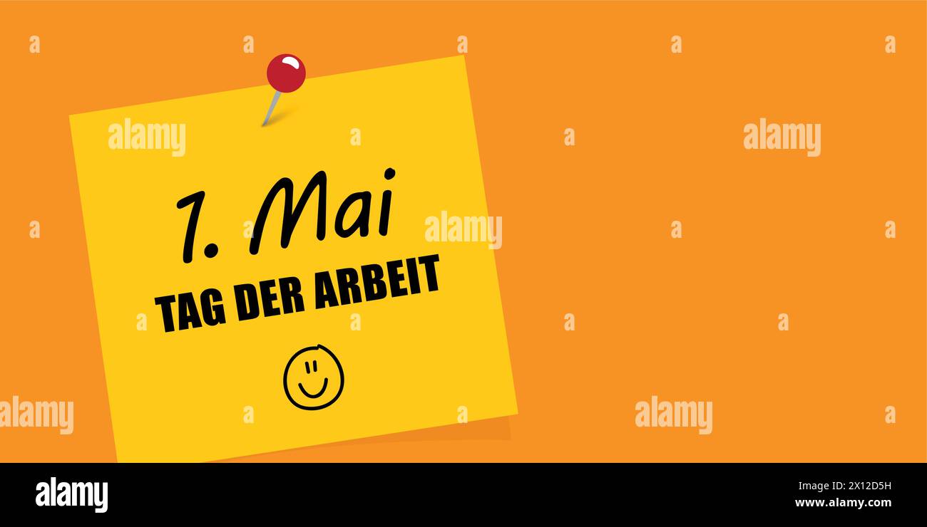 simple yellow note 1 may labor day vector illustration Stock Vector
