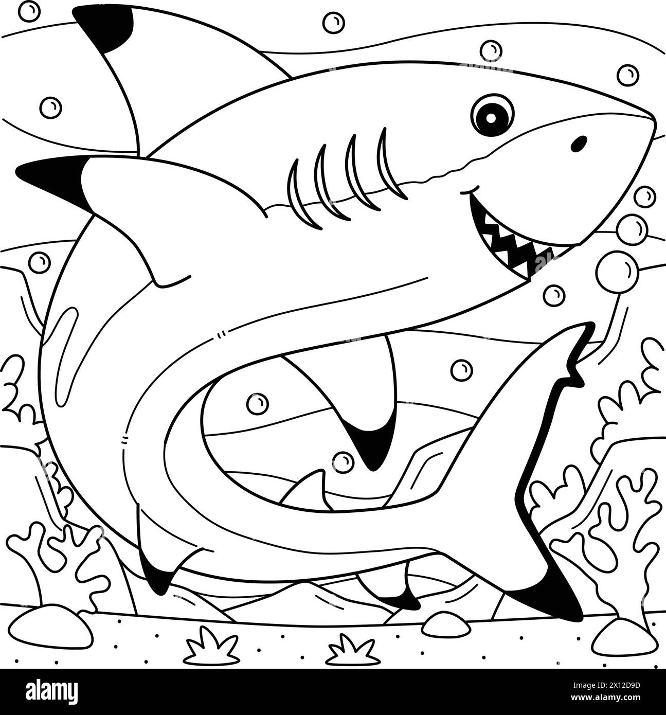 Blacktip Shark Coloring Page for Kids Stock Vector