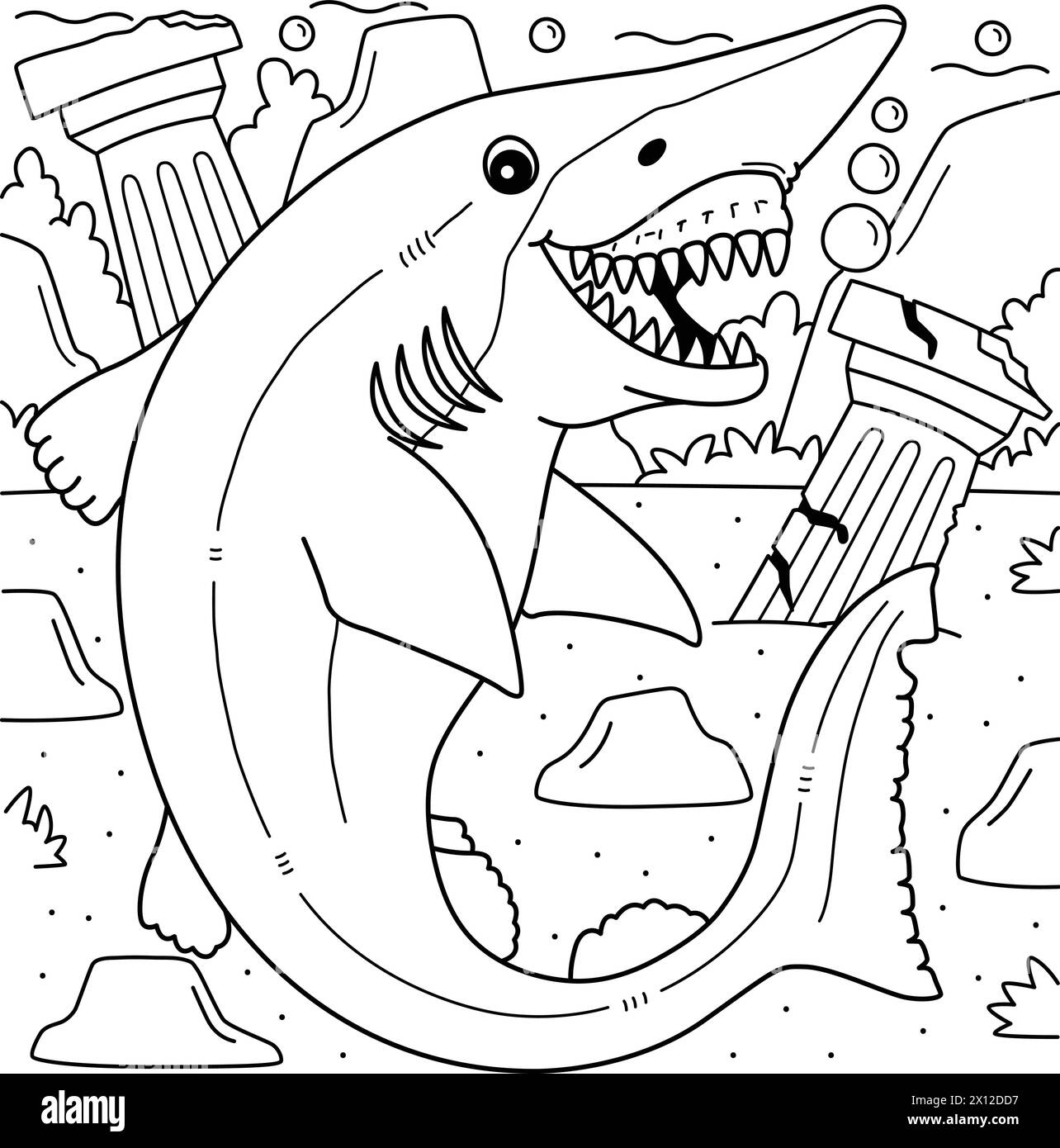 Goblin Shark Coloring Page for Kids Stock Vector Image & Art - Alamy