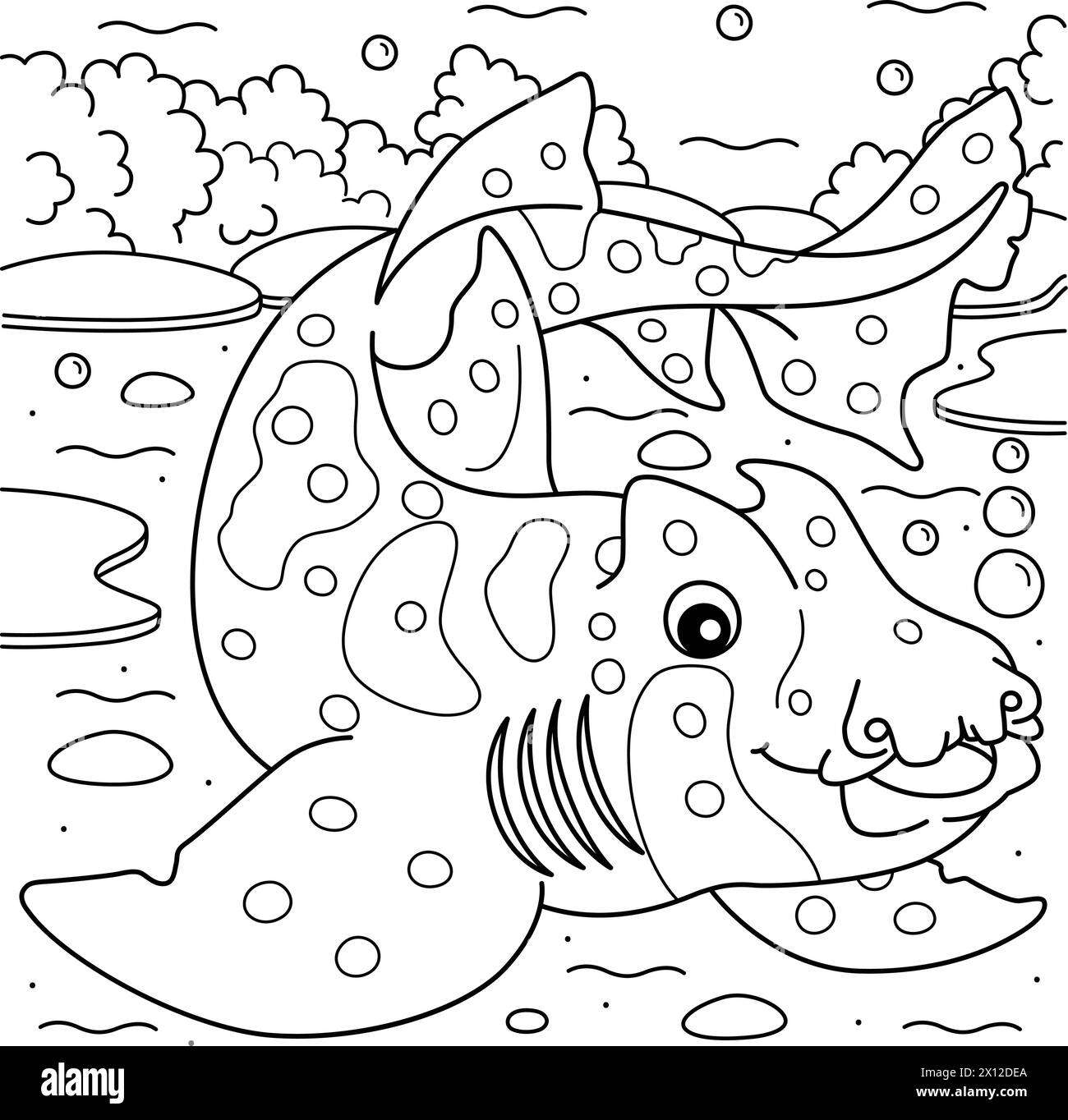 Horn Shark Coloring Page for Kids Stock Vector