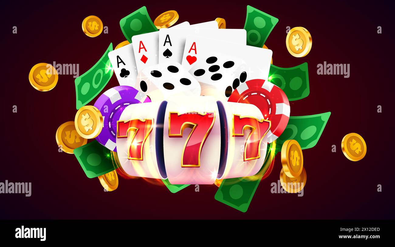 Slot machine coins wins the jackpot. 777 Big win casino concept. Vector  illustration Stock Vector Image & Art - Alamy