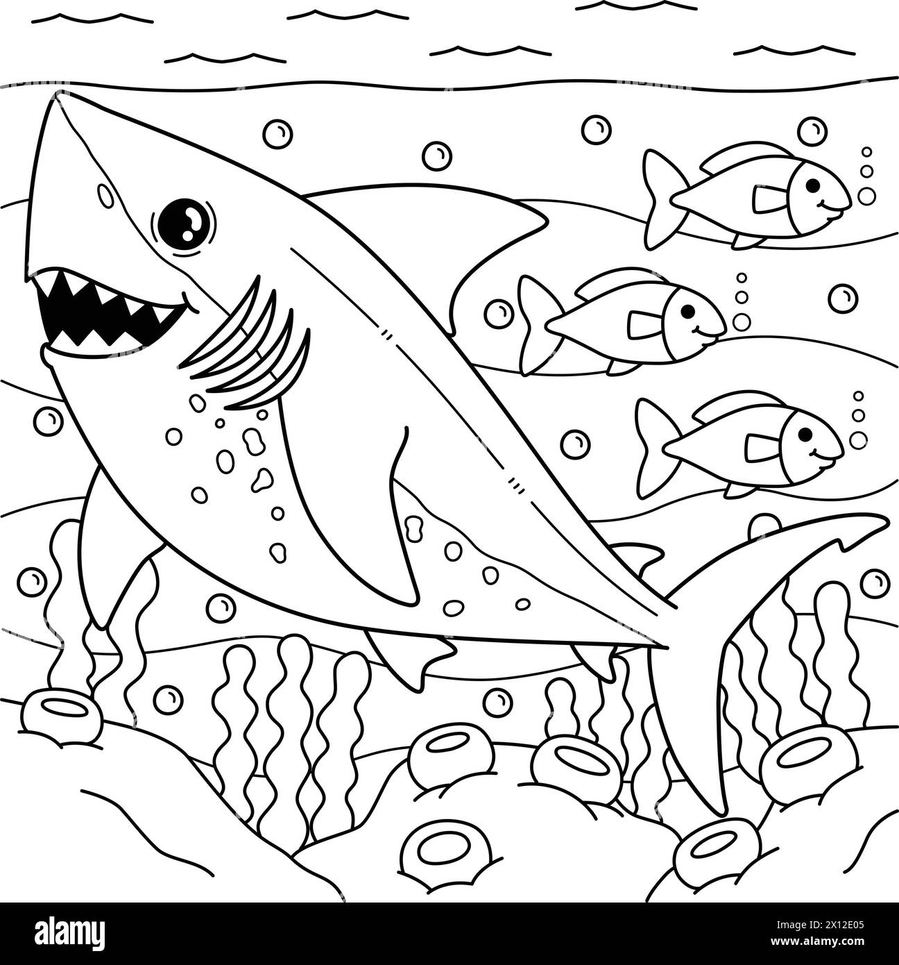 Salmon Shark Coloring Page for Kids Stock Vector