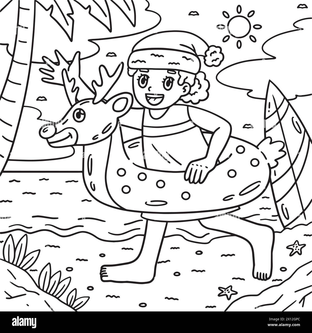 Christmas In July Child With Ring Floater Coloring Stock Vector Image christmas-in-july-child-with-ring-floater-coloring-stock-vector-image