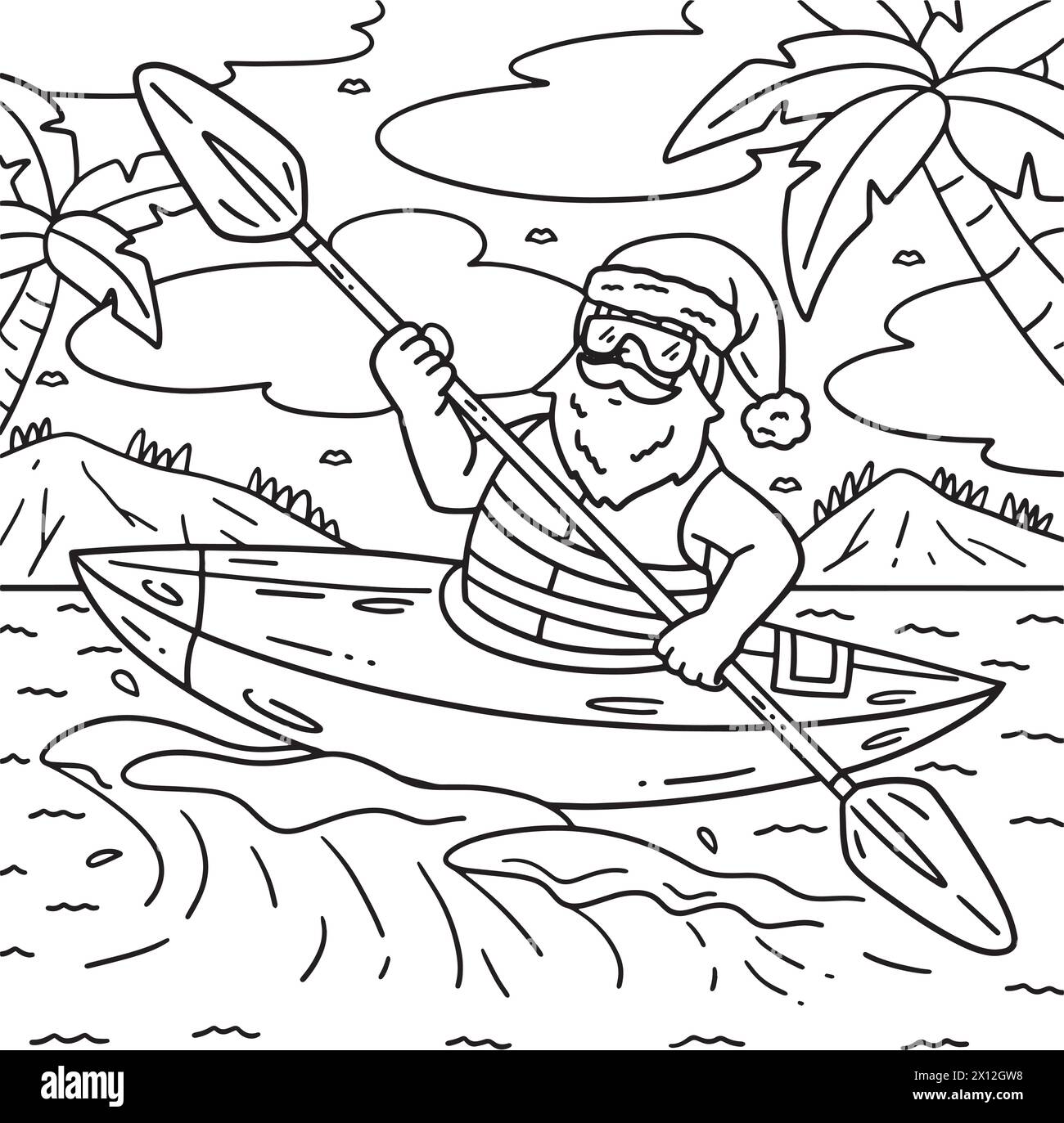 Christmas In July Santa Kayaking Coloring Page Stock Vector Image Art christmas-in-july-santa-kayaking-coloring-page-stock-vector-image-art