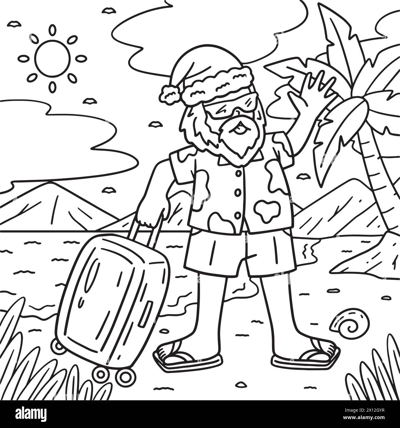 Christmas In July Santa On Vacation Coloring Page Stock Vector Image christmas-in-july-santa-on-vacation-coloring-page-stock-vector-image