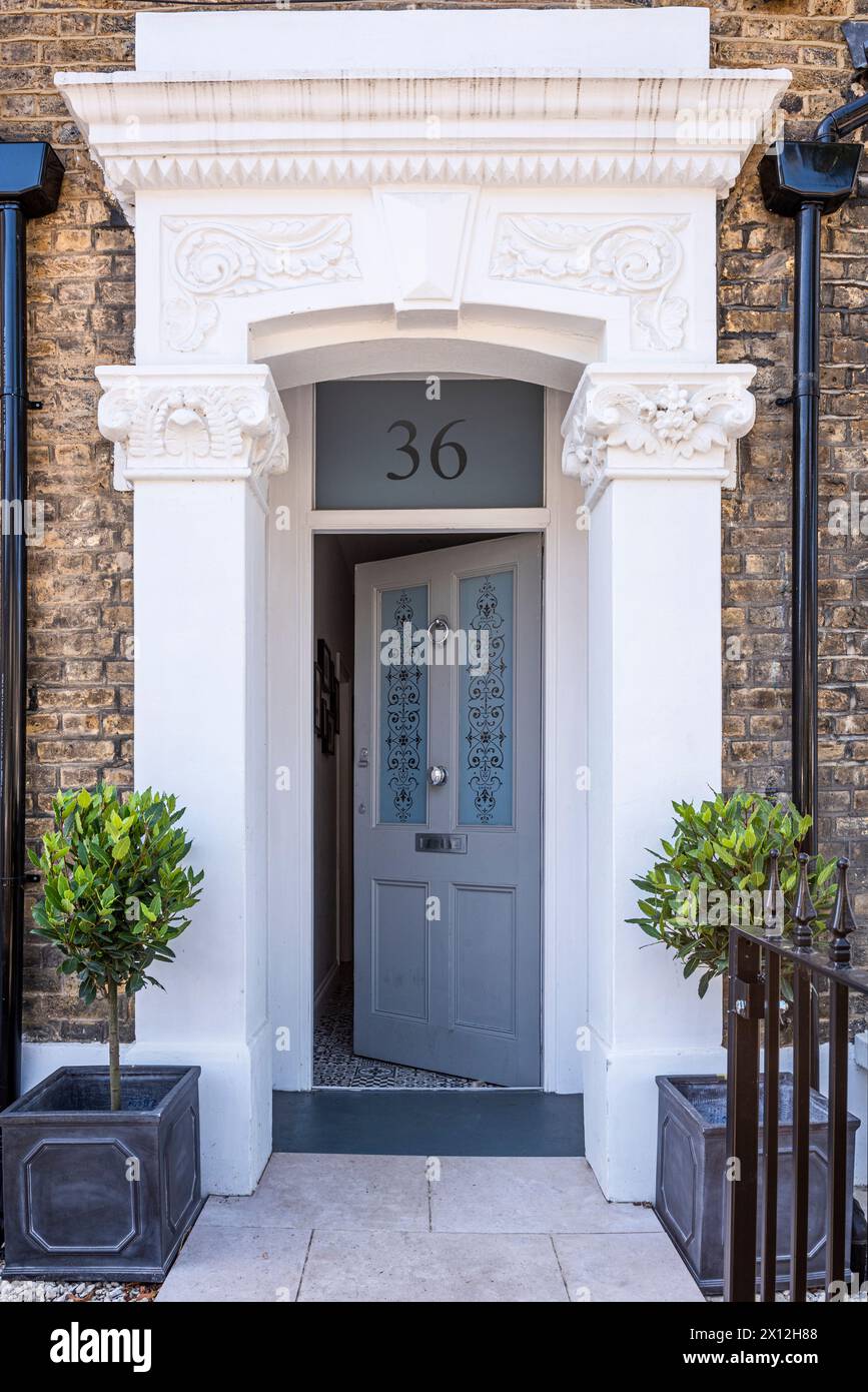 Grey paintwork at number 36, London flat, UK Stock Photo