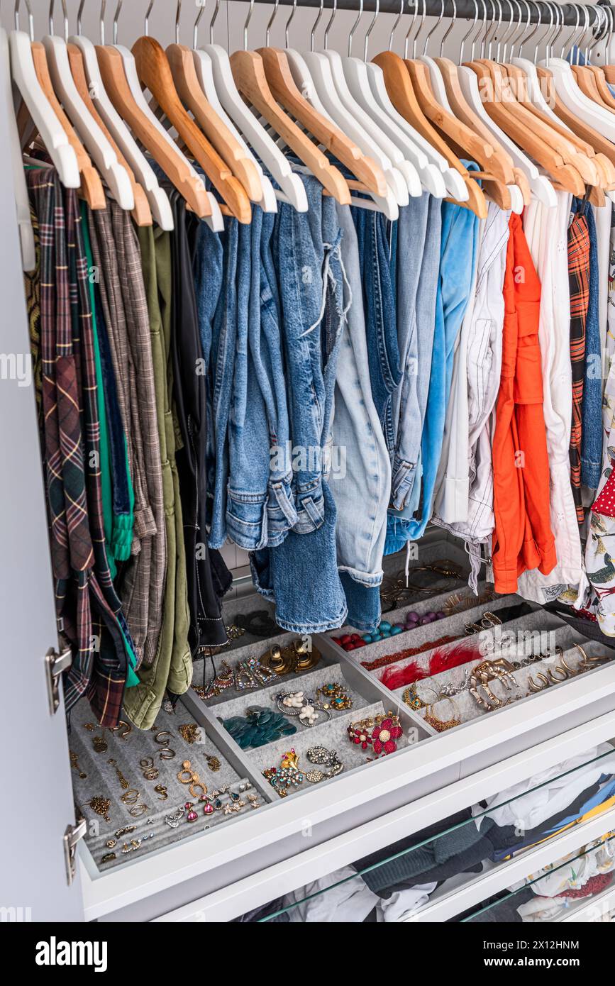 Hanging jeans in closet hotsell