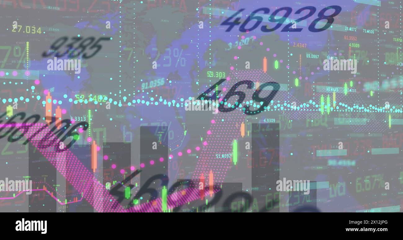 Image of data processing over world map Stock Photo