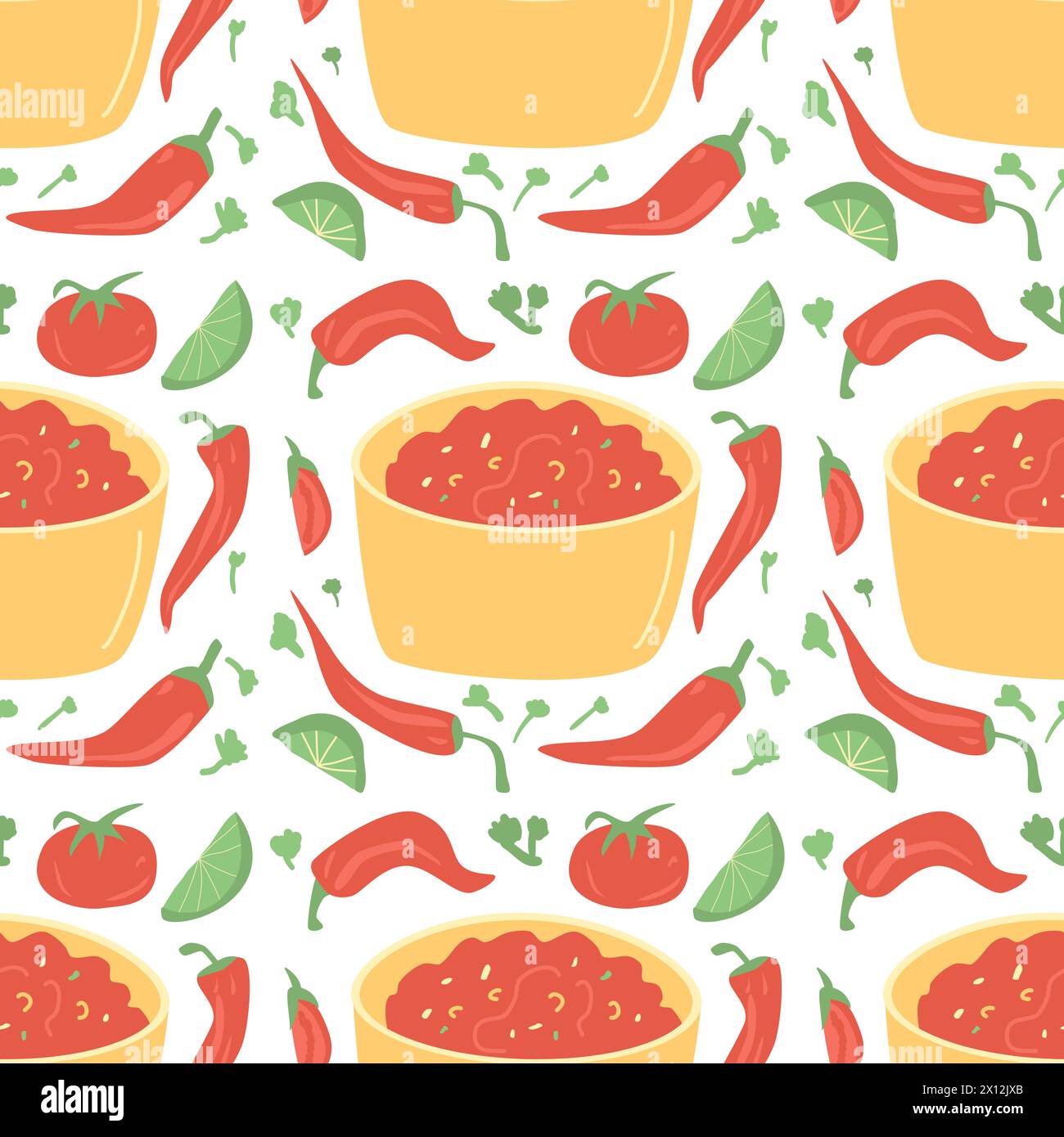 Salsa Pattern Pepper Salsa sauce seamless pattern. Mexican cuisine repeat background. Salsa ...
