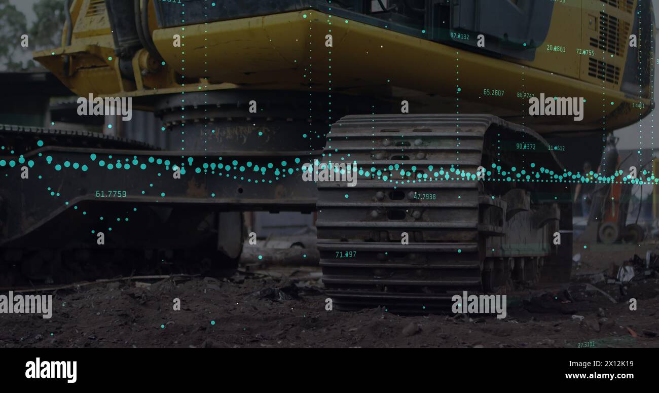 Image of data processing over rubbish dump Stock Photo