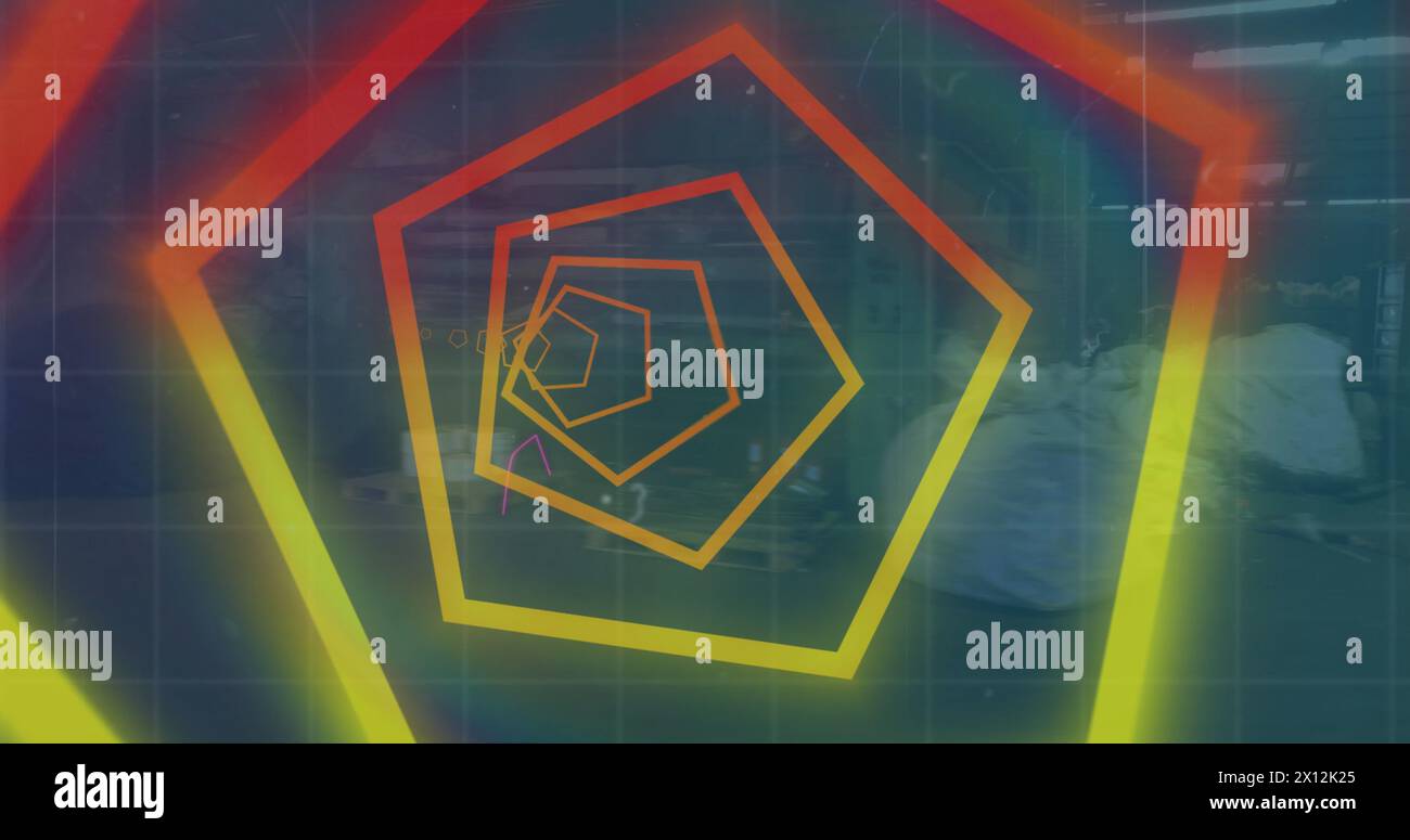 Image of data processing over shapes Stock Photo - Alamy