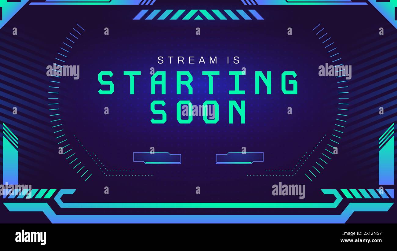 Starting stream screen ui. Game live streaming banner template, modern web page with online status. Vector gaming interface illustration Stock Vector