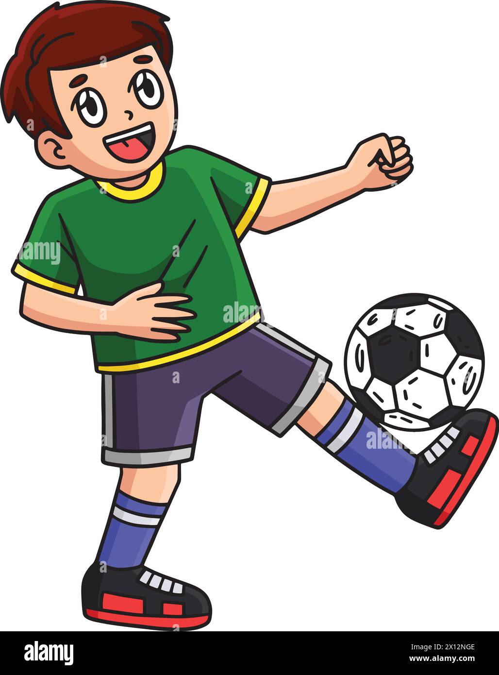 Boy Balancing a Soccer Ball Foot Cartoon Clipart Stock Vector Image