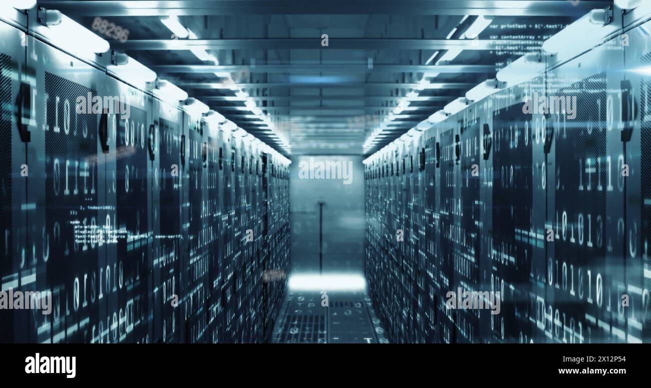 Image of data processing over computer servers Stock Photo