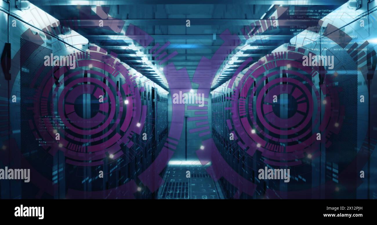 Image of loading scopes over computer language against bar on server ...