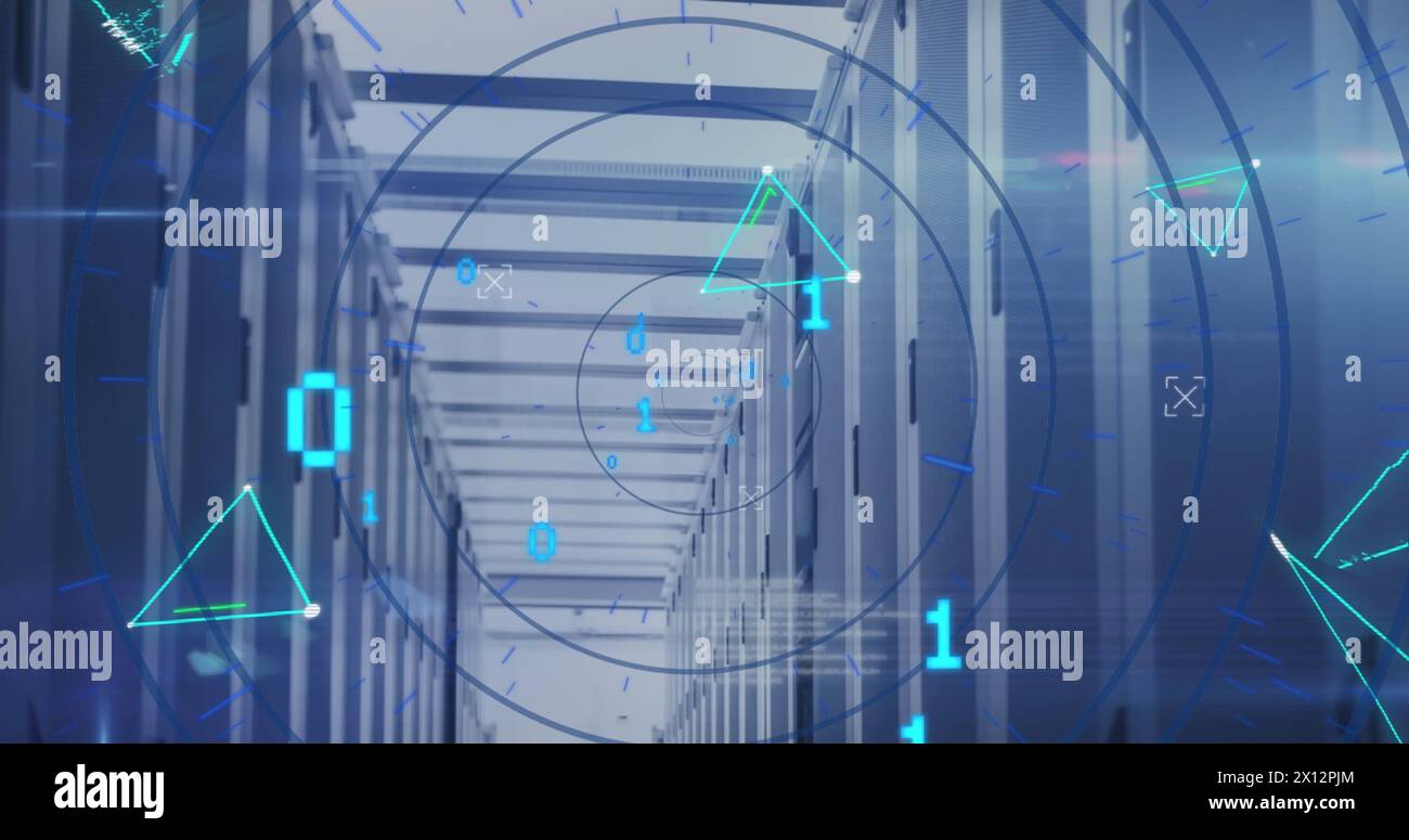 Image of binary codes over circles and connected dots forming shape ...