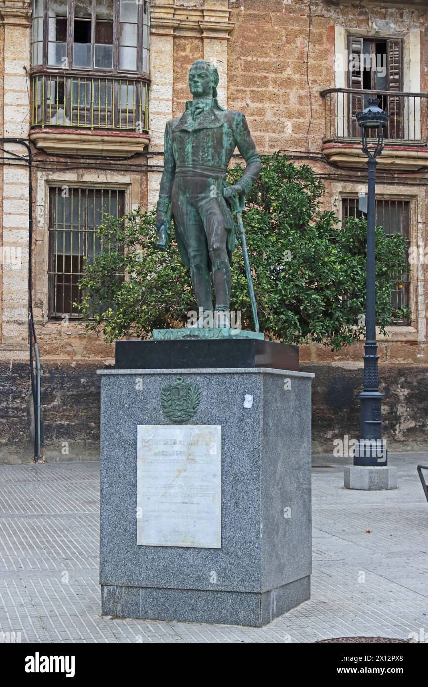 Statue of Francisco de Miranda, Plaza de Espana, Cadiz Stock Photo