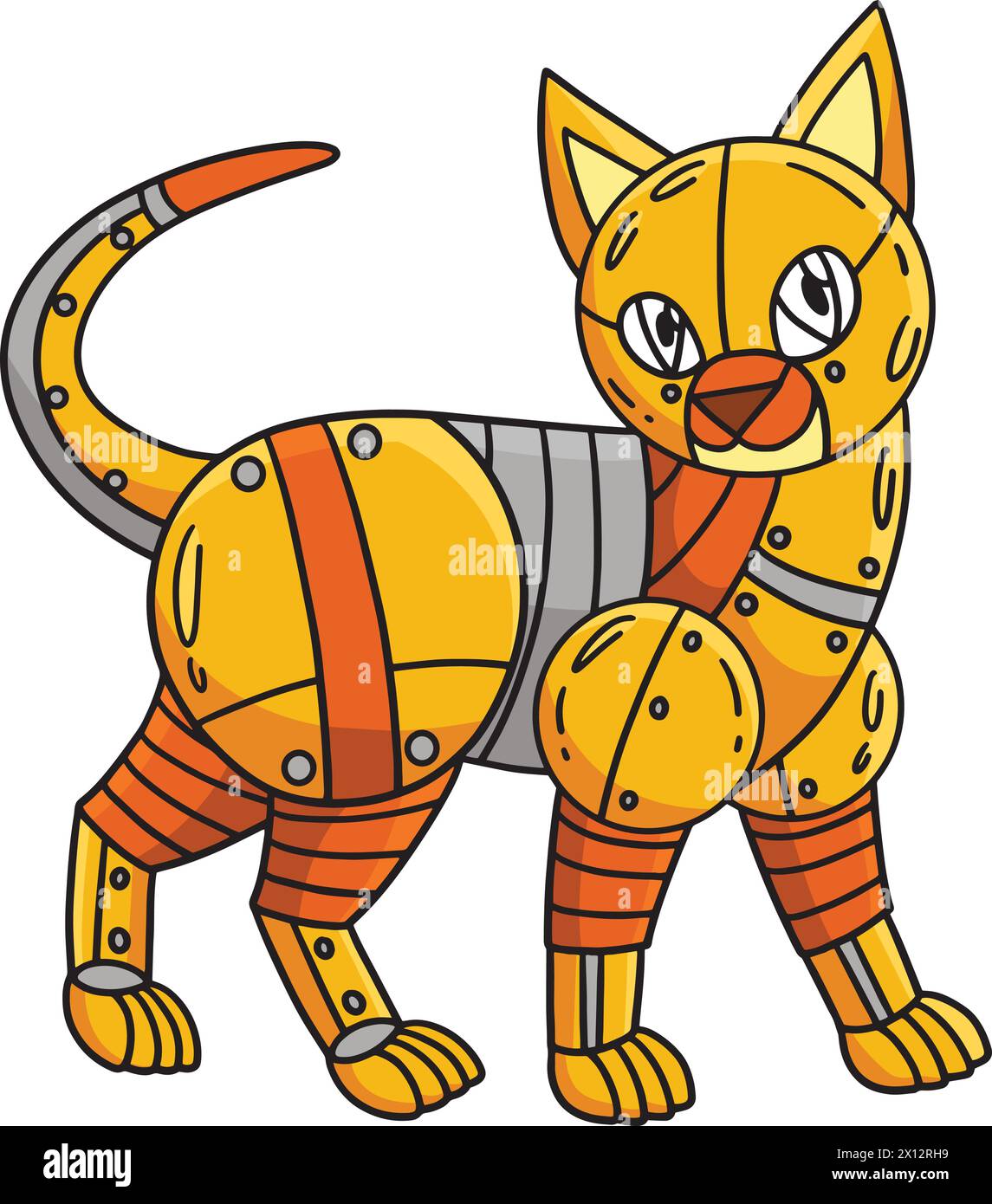 Robot Cat Cartoon Colored Clipart Illustration Stock Vector