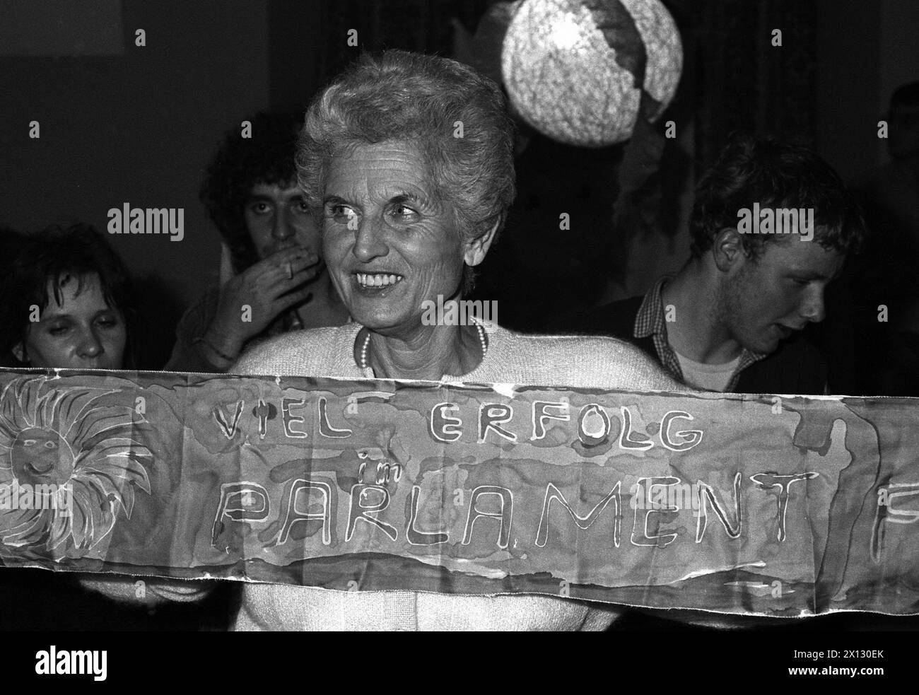 Parliamentary elections on November 23rd 1986: Top candidate Freda Meissner Blau at the Green Party's headquarter in Vienna. - 19861123 PD0022 - Rechteinfo: Rights Managed (RM) Stock Photo