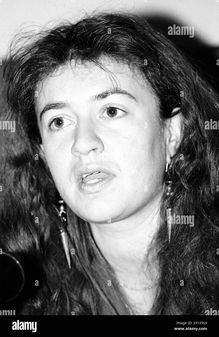 Vienna on January 29th 1990; Monika Langthaler, top candidate of Austria's Green Party for the parliamentary elections. - 19900129 PD0008 - Rechteinfo: Rights Managed (RM) Stock Photo