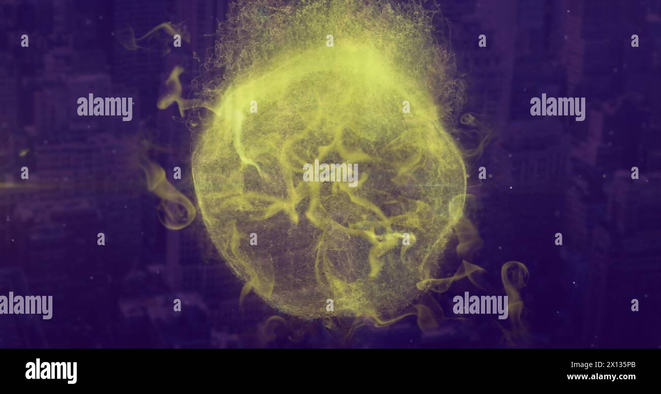 Image of globe with network of connections over binary coding Stock Photo