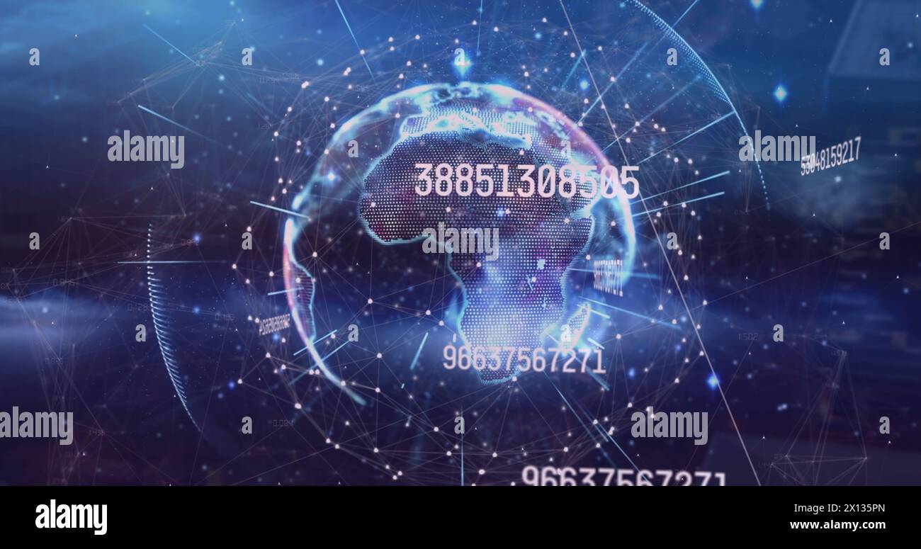Image of data processing and scopes scanning over planet earth Stock Photo
