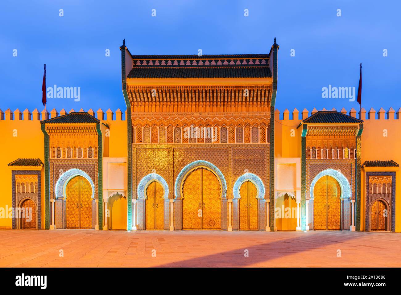 Fes, Morocco. Magnificent gate Bab el-Makhzen of the Royal Palace in ...
