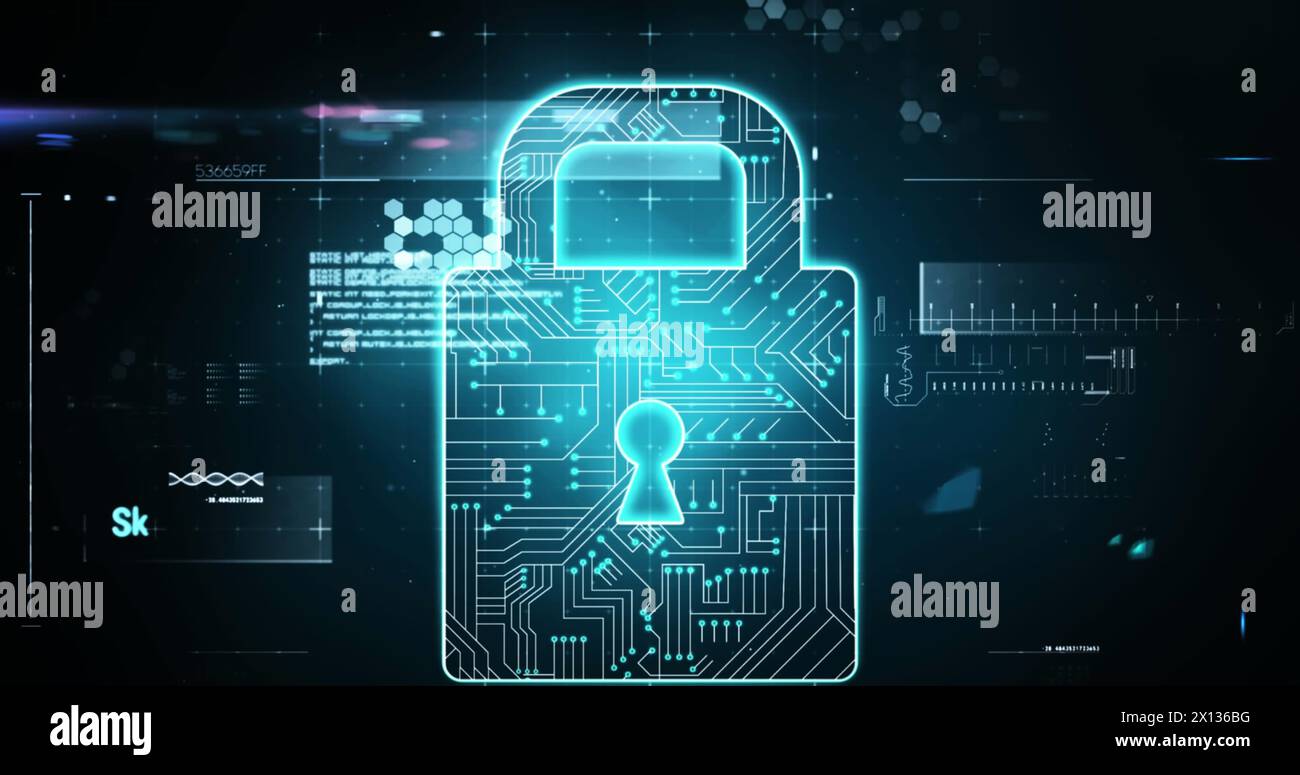 Image of data processing over dark background Stock Photo
