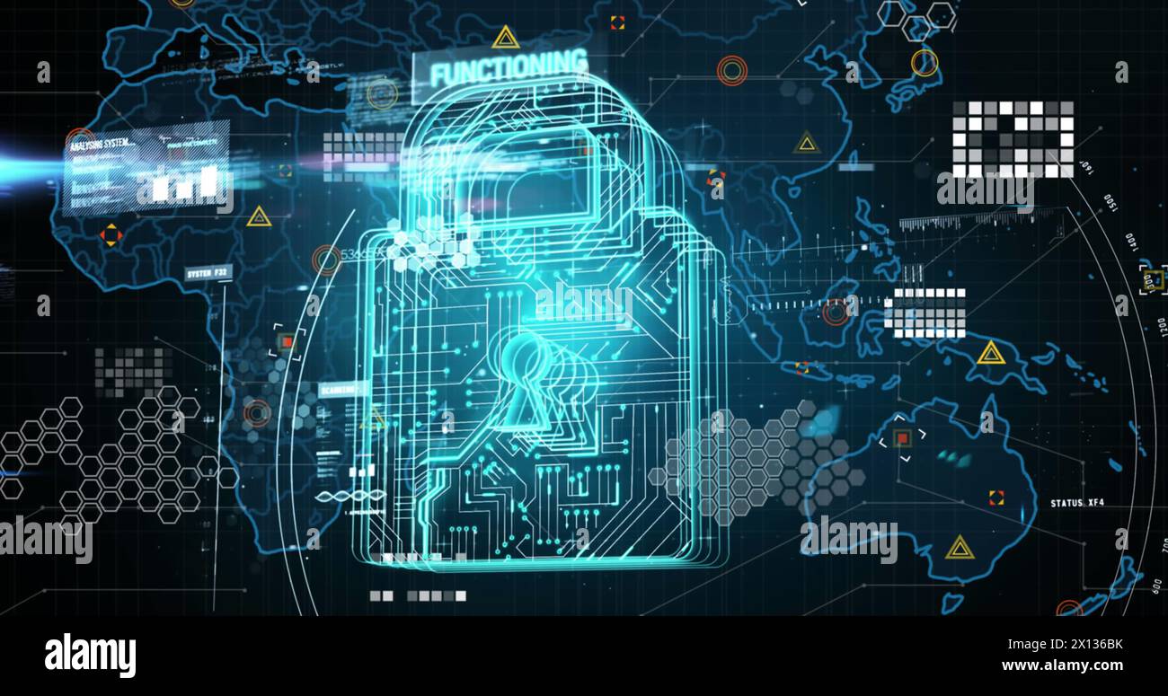 Image of data processing over dark background Stock Photo